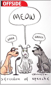 Ponnappa cartoon TOI Freedom of speech dogs 2015.01.11